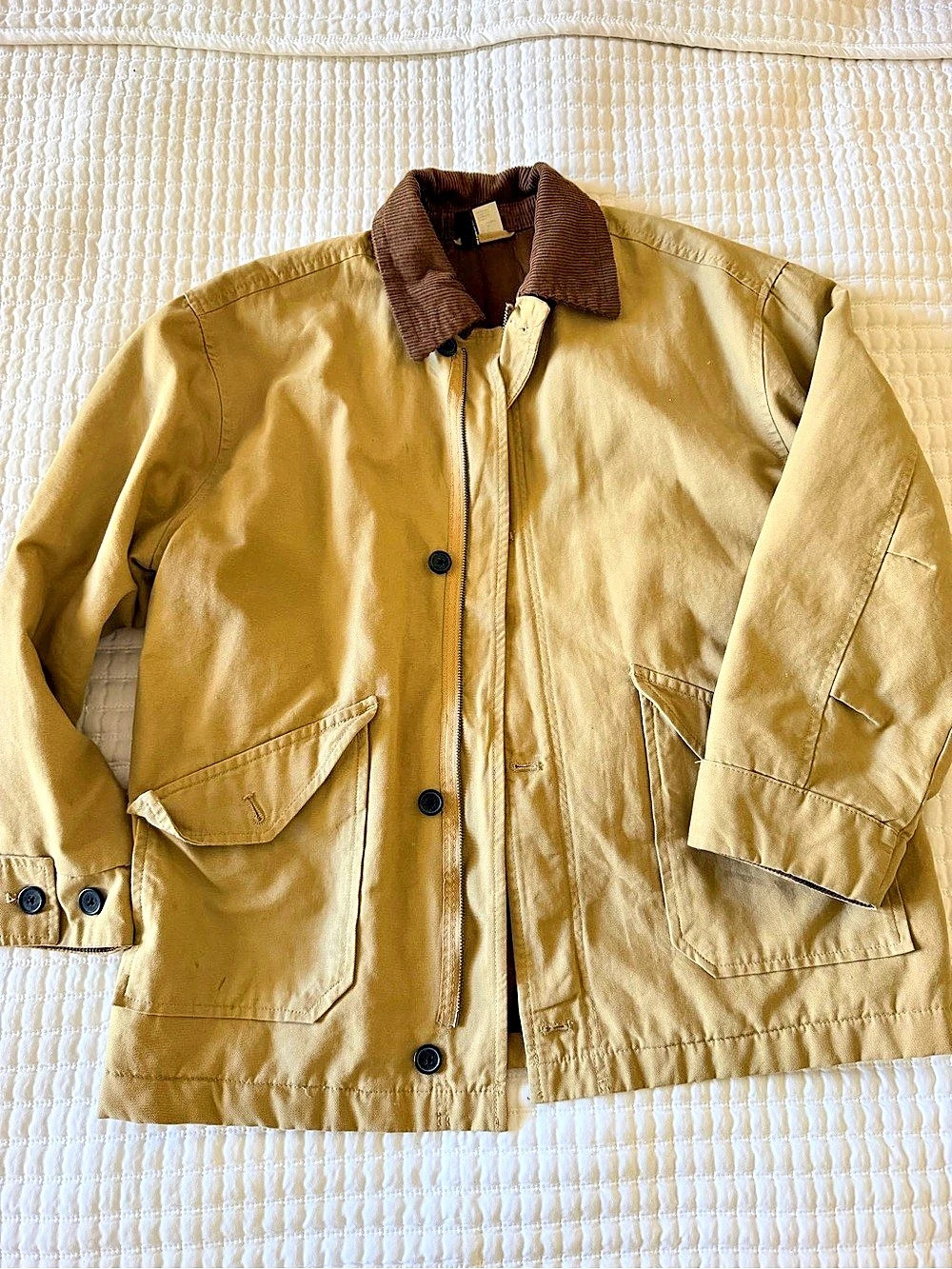 H&M Corduroy-Collar Canvas Utility Jacket in canvas khaki